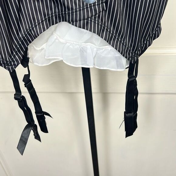Dreamgirl Working Late Role Play Pinstripes Bustier Set One Size - Picture 3 of 7